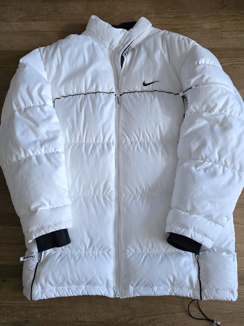 Vintage Nike Puffer Jacket White Down Filled Hoodless Men's Size Large RN56323